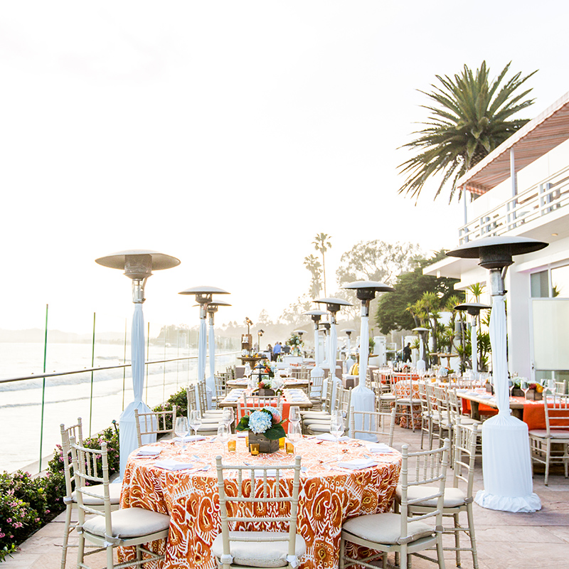 welcome reception setup on beachfront