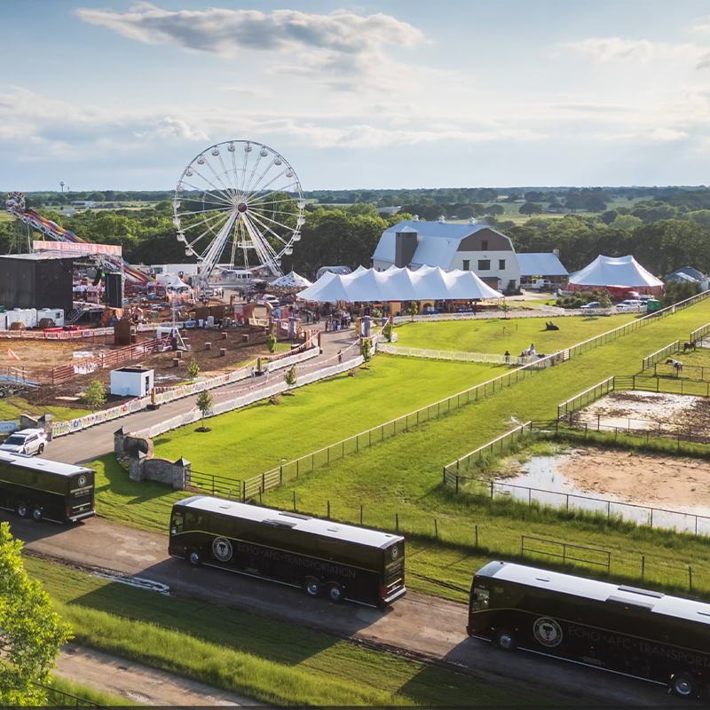 Aerial view of an outdoor western festival